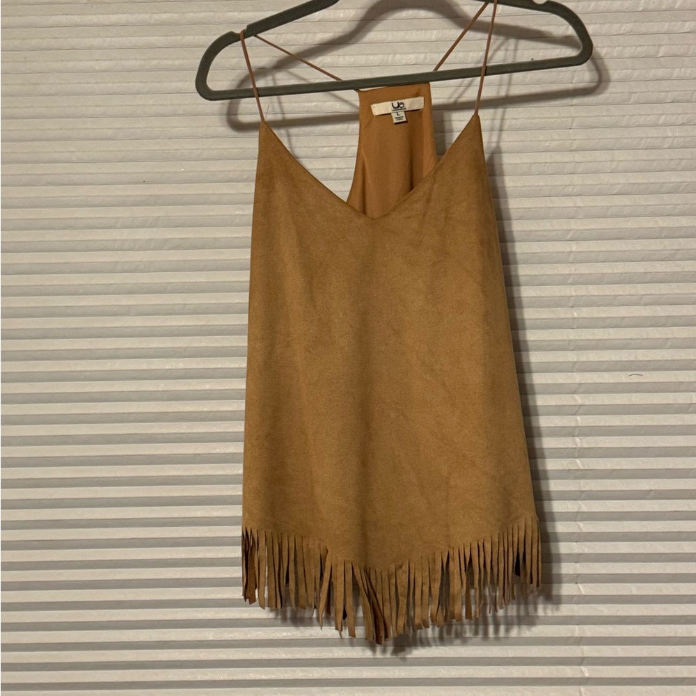 Ya Los Angeles Tan Fringe Tank Top